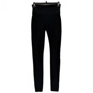 Spanx Womens SZ M Black High Rise Skinny Legging Shiny 28" Inseam